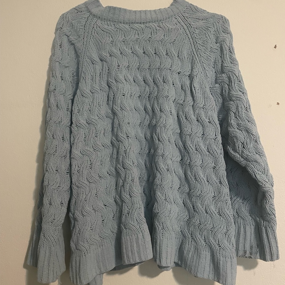 Women's Light Blue Cable Knit Sweater